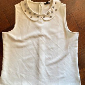 ANN TAYLOR SLEEVELESS TOP WITH EMBELLISHED PETER PAN COLLAR SIZE MEDIUM